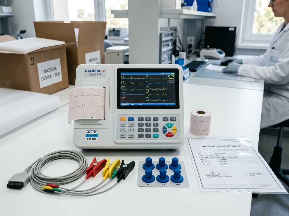 12-Channel ECG Machine Boxed Unit with Calibration Leads